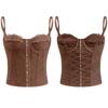 Slim Fit Lace Corset Sleeveless Suspender Vest Spicy Girl Style Crop Tops  Travel
