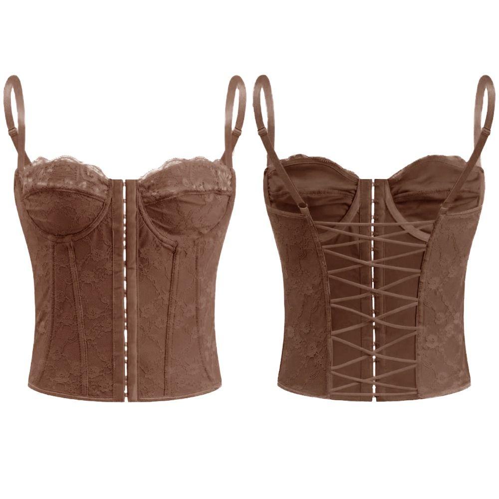 Slim Fit Lace Corset Sleeveless Suspender Vest Spicy Girl Style Crop Tops  Travel