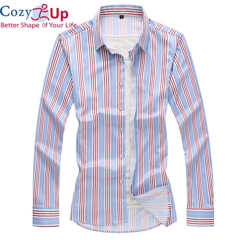 Уютная Муж. Рубашка Другие принты В полоску Большие размеры С принтом Длинный рукав — фото 5