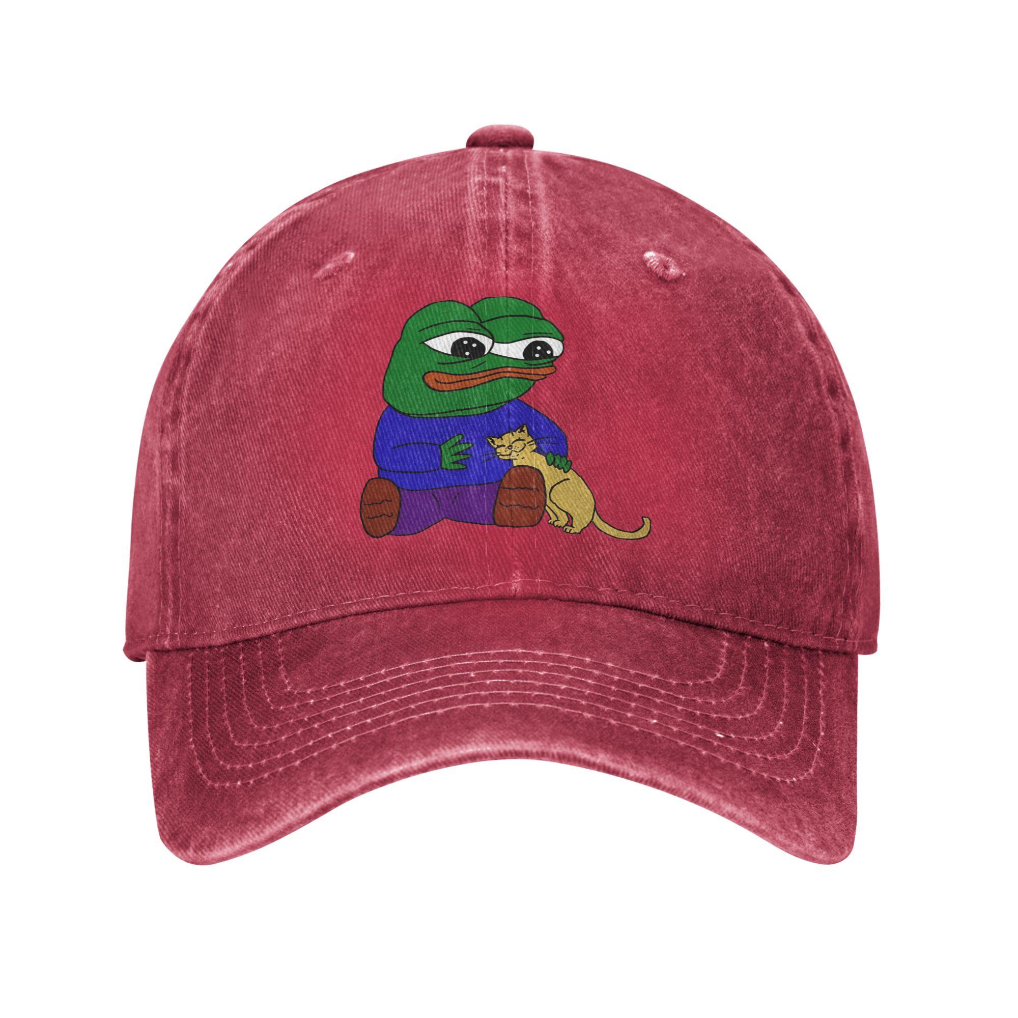 Pepe The Frog Sun Baseball Cap  Casual Unisex Women Washed Trucker Hat High Quality Design Hiking Fishing Baseball Caps Gift One Size