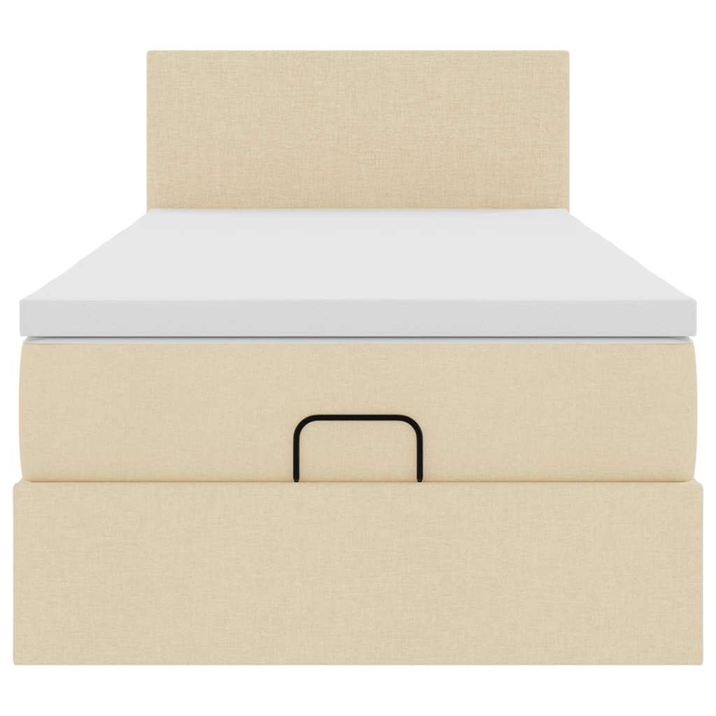 Ottoman Bed with Mattress Cream 80x200 Cm Fabric