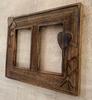 Rustic Wooden Double Photo Frame Carved Hearts | Romantic Wall Decor