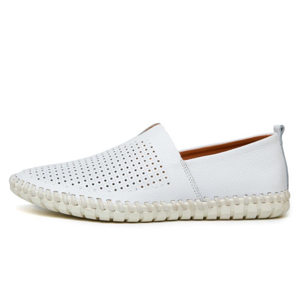 Breathable Mens Leather Shoes 2024 New Casual Shoes Autumn Flat Heel Solid Color Loafers