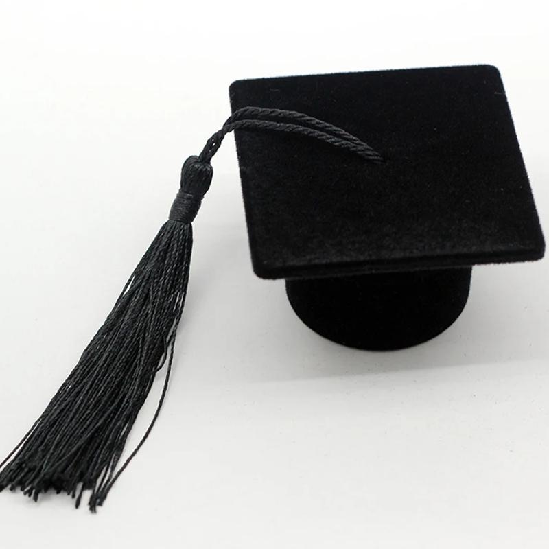 Samt Ringbox Abschluss Bachelorhut Schmuckverpackungsbox Hochzeit Verlobung Ohrringbox Abschlussgeschenk Schmuckorganizer
