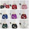 Satin Silk Embroidery Flower Handbag Mommy Bag Floral Bucket Bag Hanfu Drawstrings Bag Outdoor