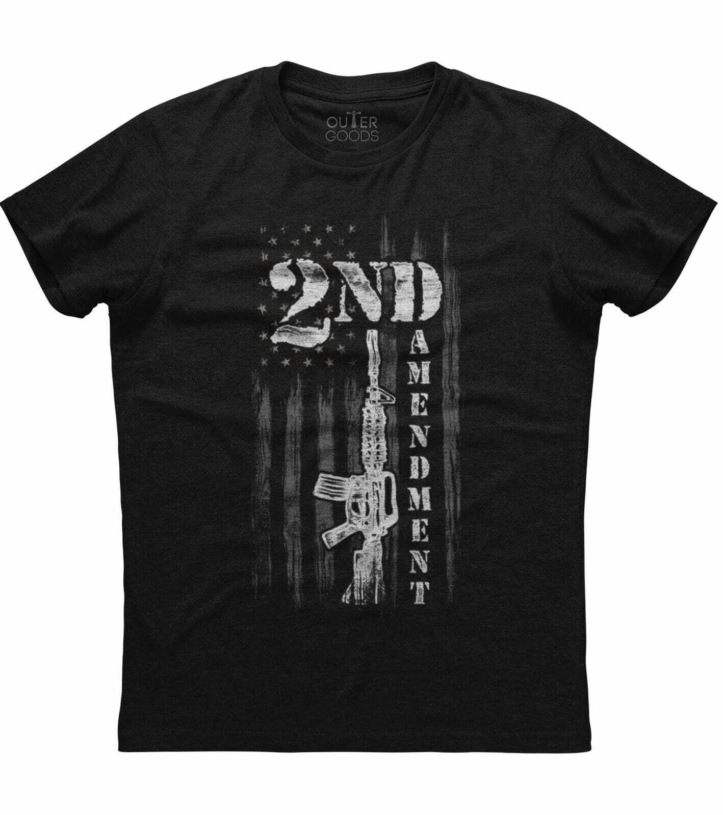 Mens American Flag The 2nd Amendment Patriotic T-Shirt AR-15 Gun Rights USA US M