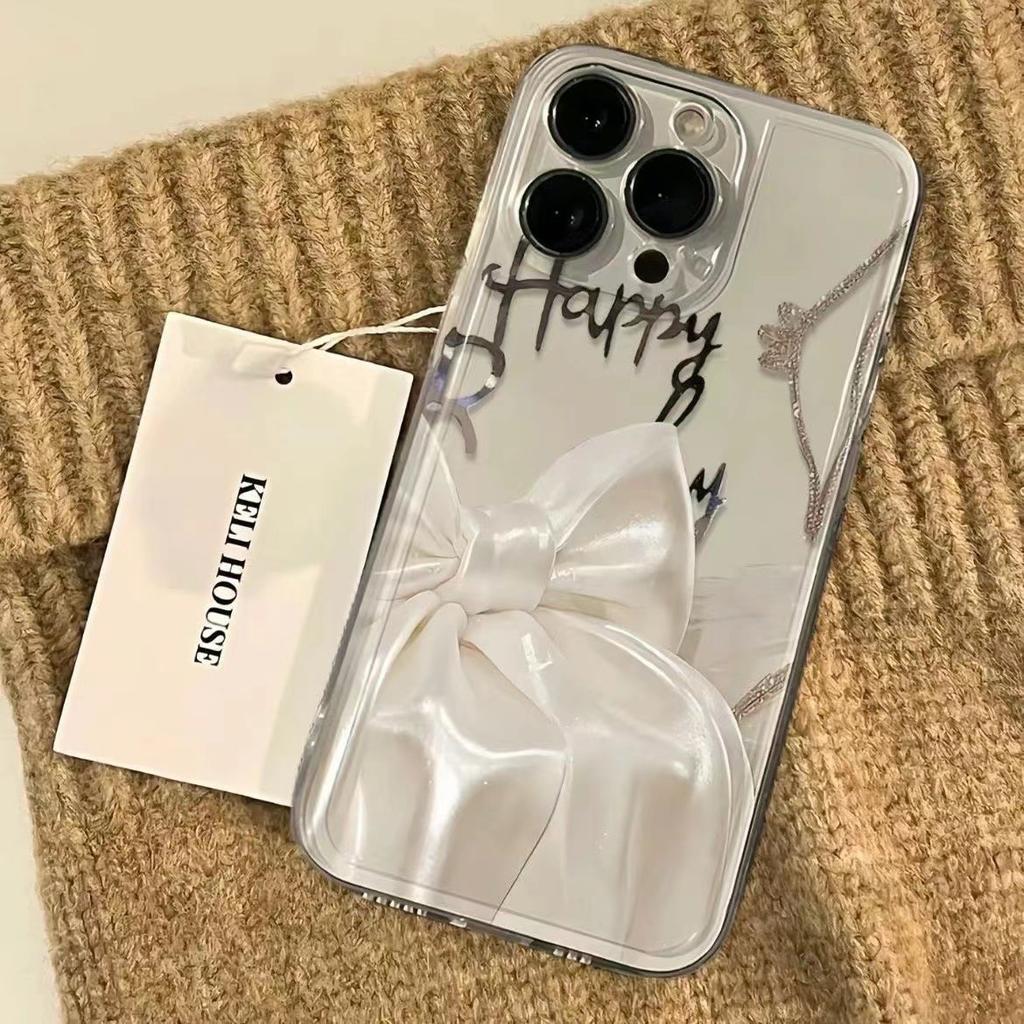 Bow Apple 15Promax Mobile Phone Case iPhone13ro/12/11 Soft Case XR/XS Transparent SE3 Niche