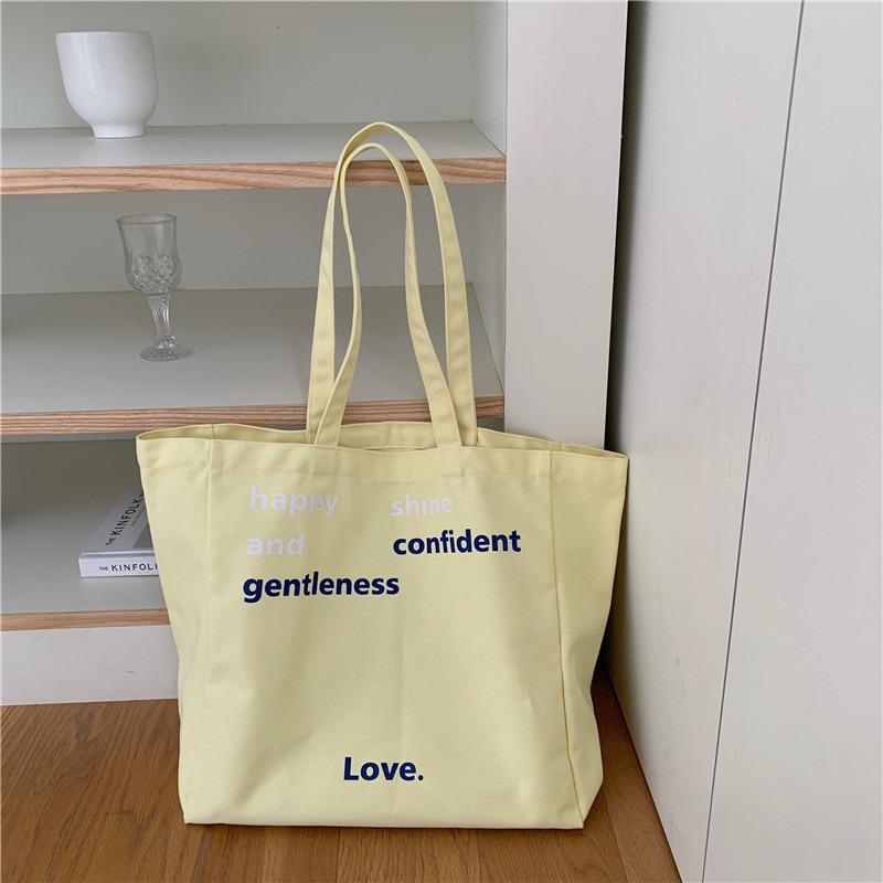 6 New alphabet printed canvas bag schoolgirl lazy wind large capacity portable shoulder tote bag