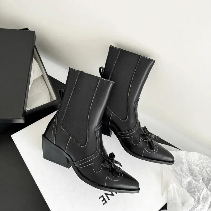 Fashion European American Low Leather Crazy Horse Combat Casual Boots Women's Retro Fashion Commuting Shopping Chelsea Short Boots 44
