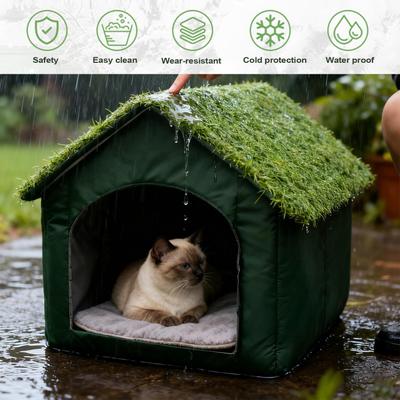 Katzenhaus Outdoor Wasserdicht Winddicht Rutschfeste Unterseite Höhle Oxford Streunerkatzenhäuser Wohnungen Für Zelt Versteck Outdoor Winter