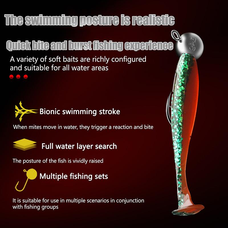 30-Piece Soft Fishing Lure Set With T-Tail - Durable Plastic Baits For Bass, Trout & More - Includes Minnow Swimbaits, Jig Hooks