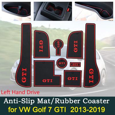 Alfombrilla antideslizante para puerta, almohadillas con ranura para taza para VW Volkswagen Golf 7 Mk7 GTI R 2013 2014 2015 2016 2017 2018, almohadilla para orificios para coche