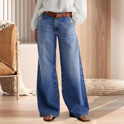 Women's Wide Leg Jeans High Waist Baggy Denim Washed Pants with Pockets Loose Boyfriends