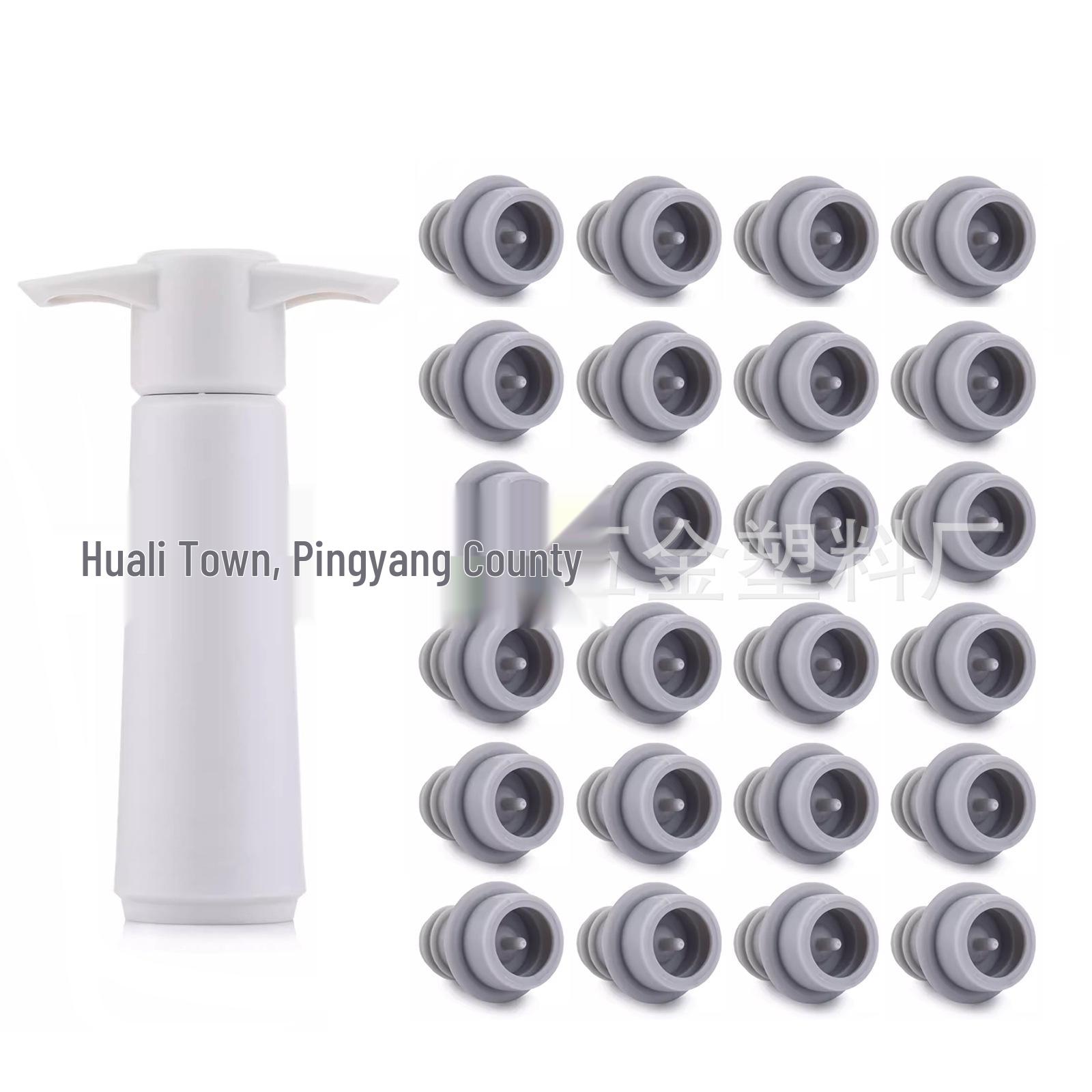 

Вакуумний насос для вина з нержавіючої сталі та чорного кольору з силіконовою пробкою