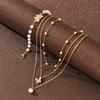 New 2Pcs Pearl Zircon Butterfly Bracelet Necklace for Women Fashion Elegant Gold White Color Bracelet Necklace Set Party Jewelry