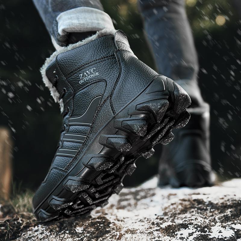FashionMen Outdoor Boots Winter Ankle Boots Warm Popular Footwear Male Casual Snow Shoes Leather Walking Shoes Hunting Boots Men