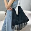 Tassel Hobo Bags Large Handbags Fringe Double Sided Velvet Messenger Bag Designer Shoulder Bags Women Big Causal Handbag