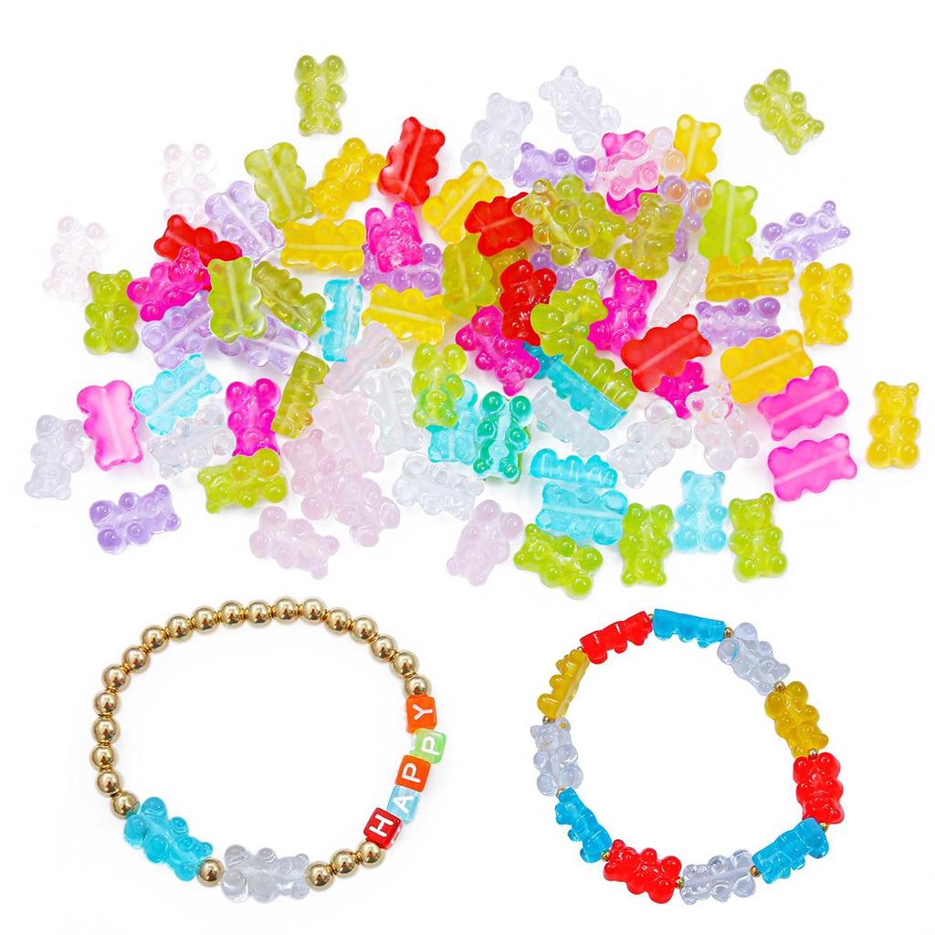 10pcs Resin Candy Color Bear Charms Pendant Beads for Necklace Bracelet Jewelry Making
