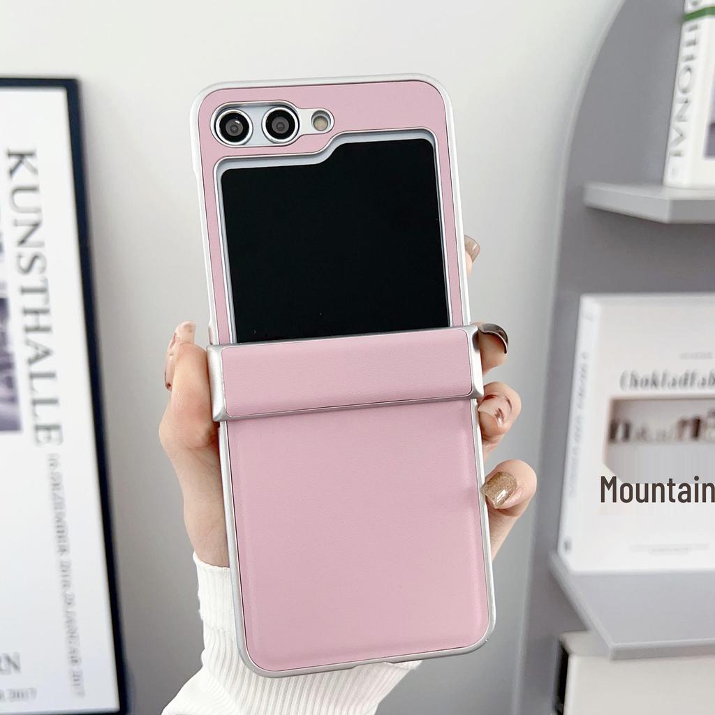 Samsung Z Flip 7 Metallic Morandi Leather Texture Protective Case