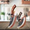 WXCOO Handmade Forged Butcher Knife with Cover Thick Blade Kitchen Knife Meat Cutting Powerful Chopping Meat Bone BBQ Lamb