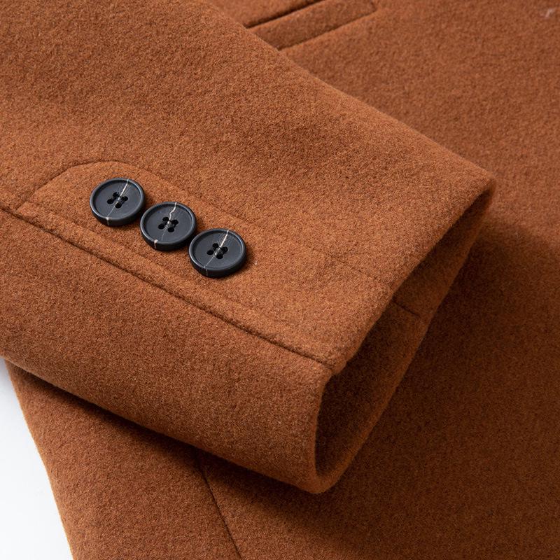 Mittellanger Wollmantel für Herren: Herbst/Winter Mode, Bügelfrei, Baumwollwattiert, Verdickte Jacke.
