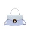 Simple texture lock 2025 trend design fashionable color matching texture oblique span shoulder portable small square bag women