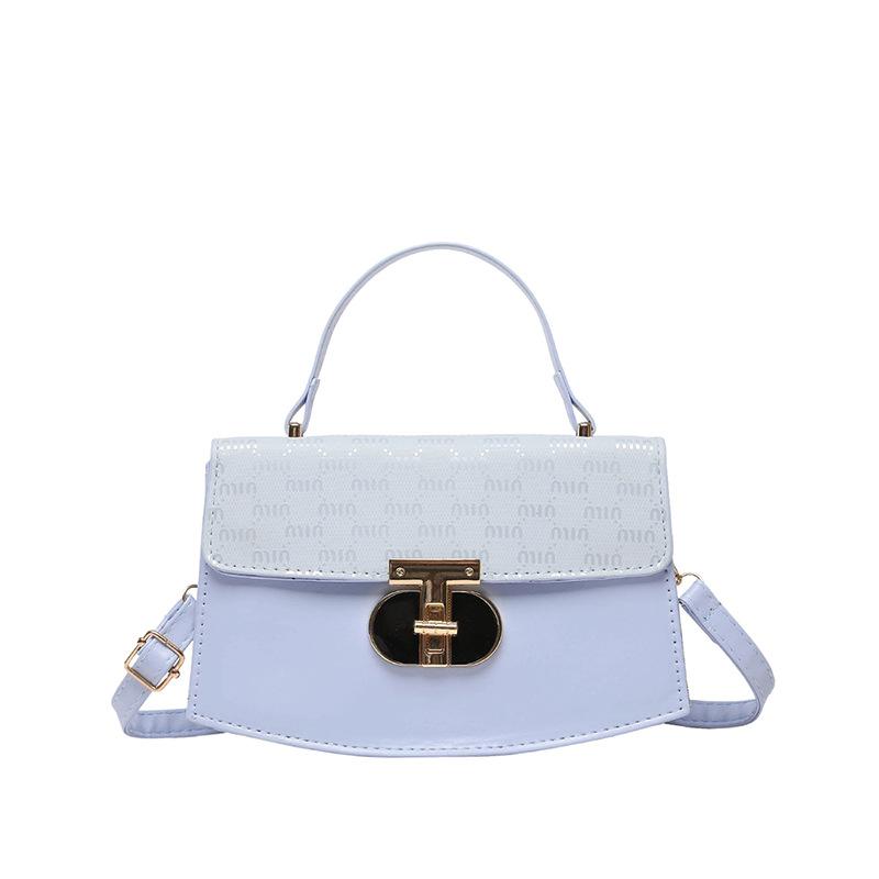 Simple texture lock 2025 trend design fashionable color matching texture oblique span shoulder portable small square bag women