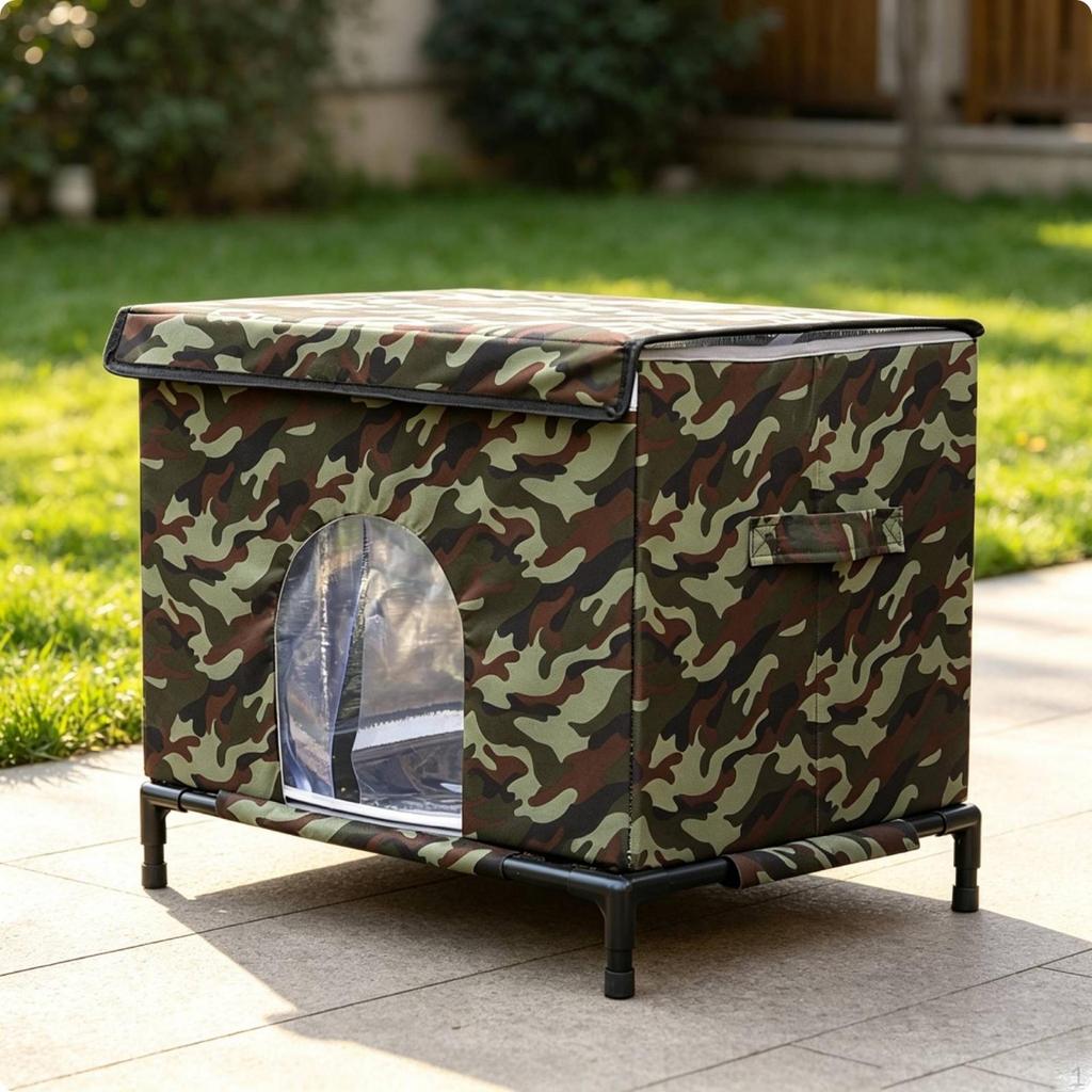 Cat Shelter with Raised Frame Sturdy Outdoor House Durable for Patio, Cats