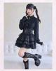 Jundakara Gothic Lolita Ribbon Lace Top and Bottom Cute and Long Sleeve Blouse and Gothic Subculture Cosplay Home Size M Set, Dreamy, Skirt, Women's,