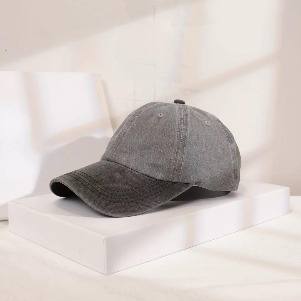 Retro Color-blocked Denim Brim Ponytail Baseball Cap Personality Curved Brim Sports Hip Hop Style Baseball Cap Adjustable