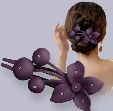 

Large hair clip, stylish flower hair clip, hair clip - purple-red One Size