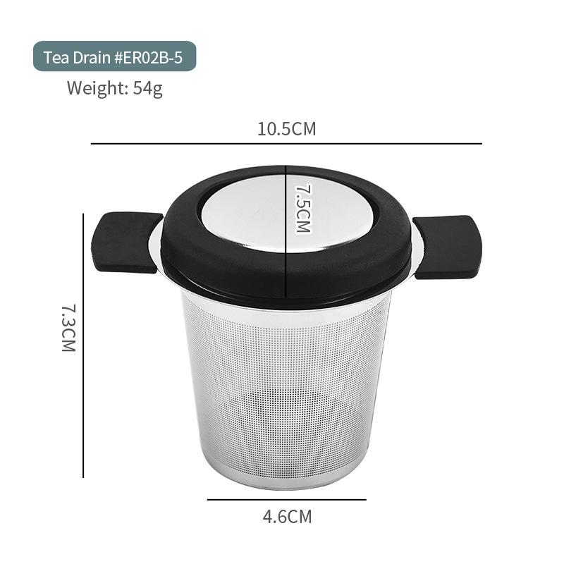304 Stainless Steel Tea Strainer & Infuser with Silicone Lid - Tea Set Accessory.