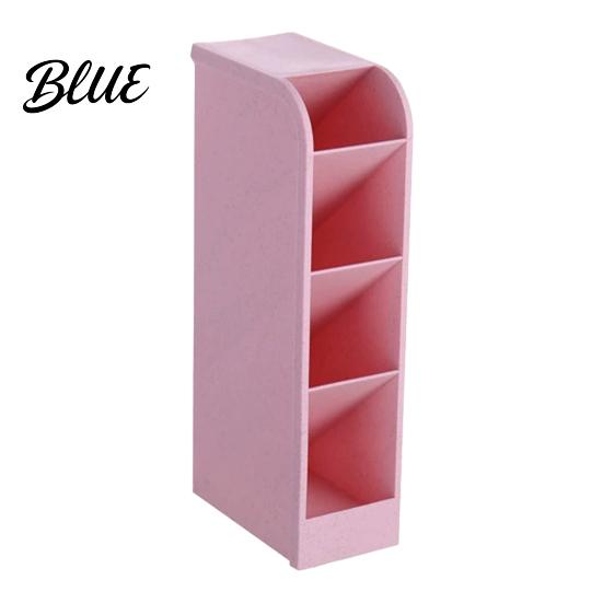 Plastic Pencil Cup Storage Organizer Holder 5 with Slanted Pen Compartments Stationery Art Tool Macaron Colors Space Saving for
