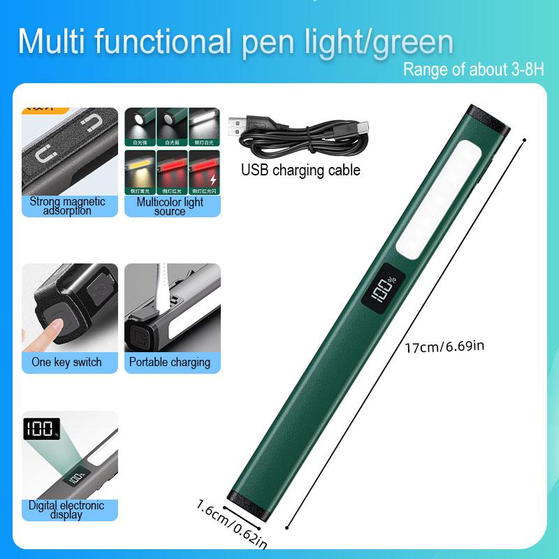 3 Light Source Flashlight Rechargeable Medical Pocket Penlight Magnetic Work Lighting Repair Medical Warning Pen Lamp with Clip