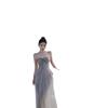 Clavicle One-word Shoulder Super Fairy Mesh Tube Top Dress Slim and Thin Sexy Hot Girl Off-the-shoulder Female Summer Long