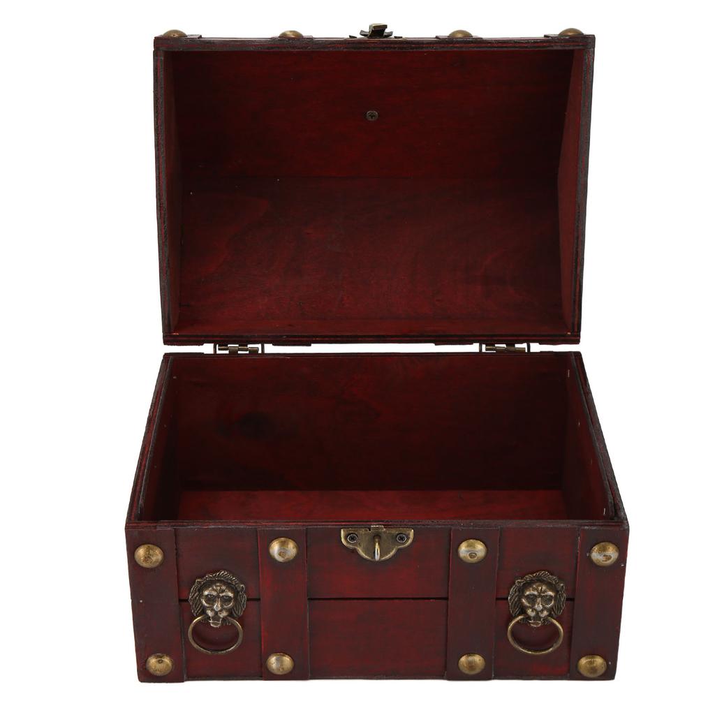 Wooden Vintage Storage Box Antique Decoration Retro Elegant Treasure Chest Storage Box with