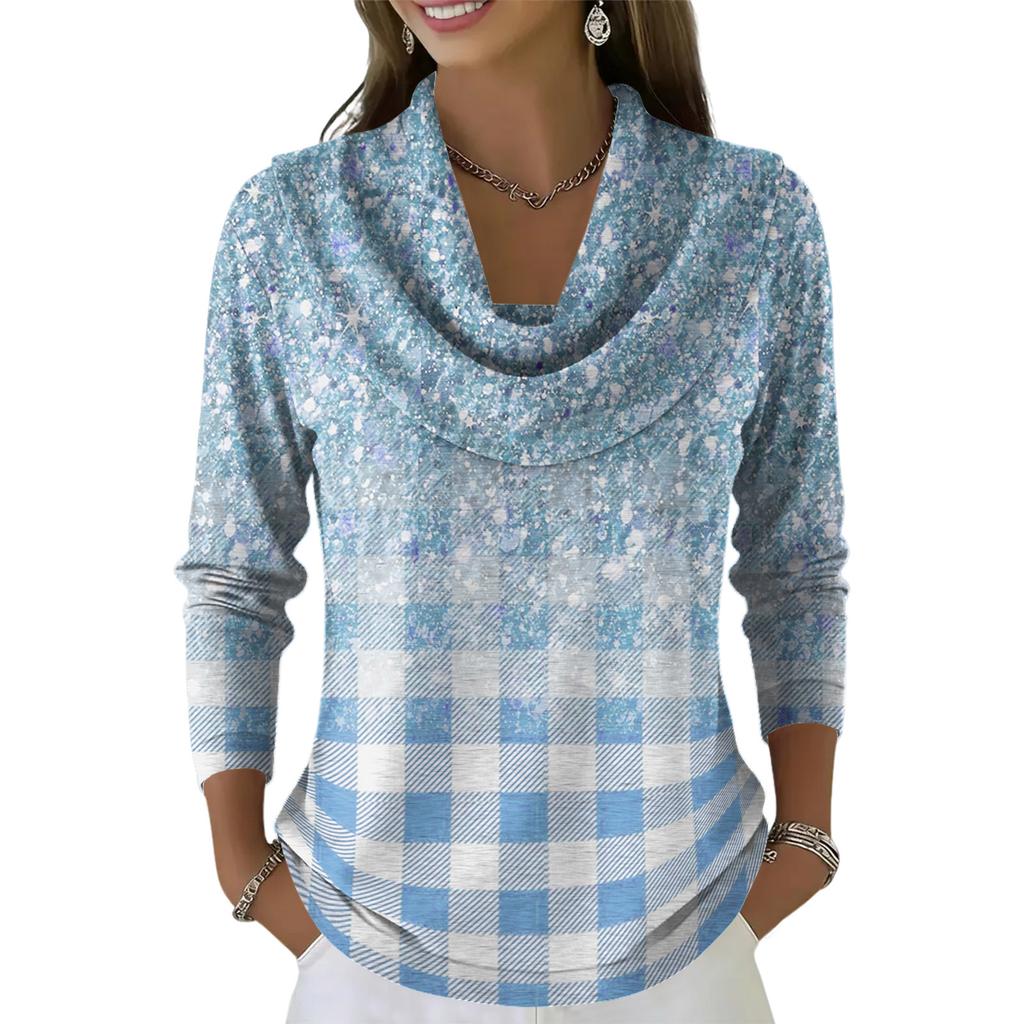 Dámský ležérní a módní svetr s dlouhým rukávem a potiskem, kulatým výstřihem