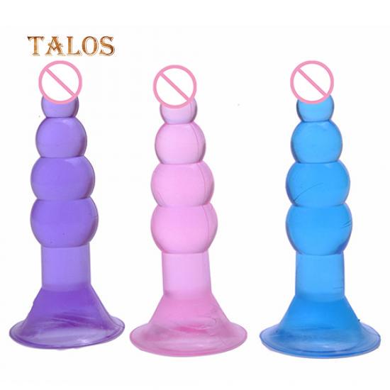 Unisex Pleasure Flexible Beads Anal Sex Toy Butt Plug Insert with Suction Cup Stimulator Massager