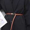 PU Leather Thin Waistband Solid Color Waist Chain Fashion Knotted Belt  for Dresses