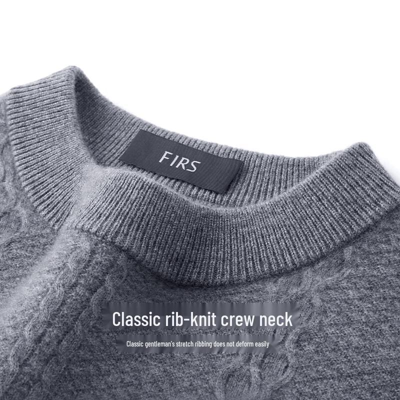 Shanshan Men's Thick Cashmere Blend Round Neck Pullover Sweater