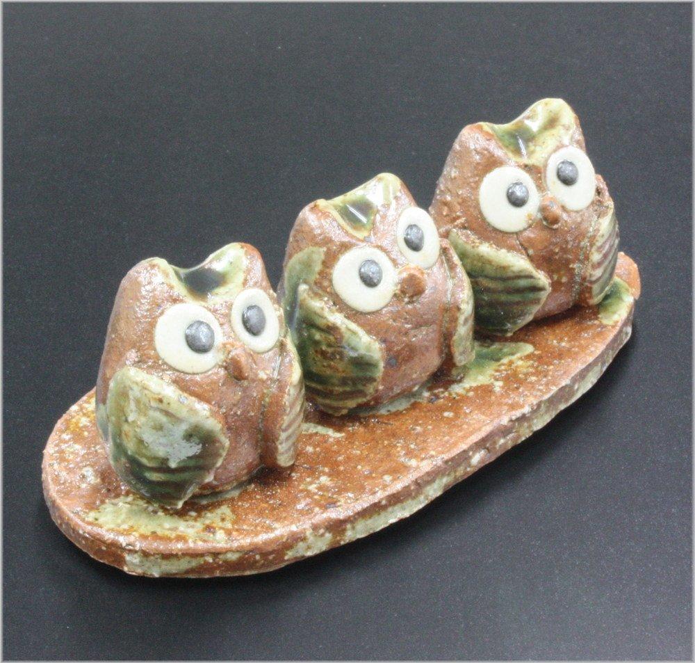 Kobaido Brush Rest, Owl, Mino Ware