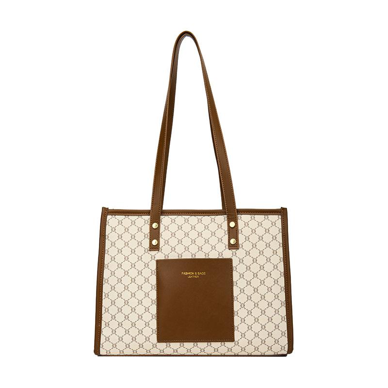 Portable Commuter Bag, Tote Bag, Large Capacity 2025 New Fashion Plaid Retro Classic Casual Simple Shoulder Bag