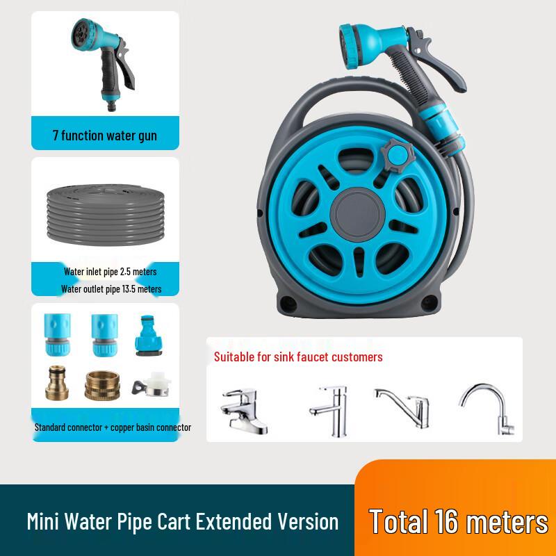 Portable Hose Reel Cart with High-Pressure Spray Gun