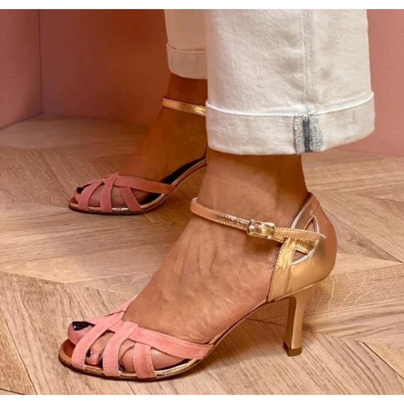 Fashion New Style Latin Dance Shoes Women Suede Soles Tango Dancing Shoes Cuban Heels Party High Heels Ballroom Dance Shoes Wholesale