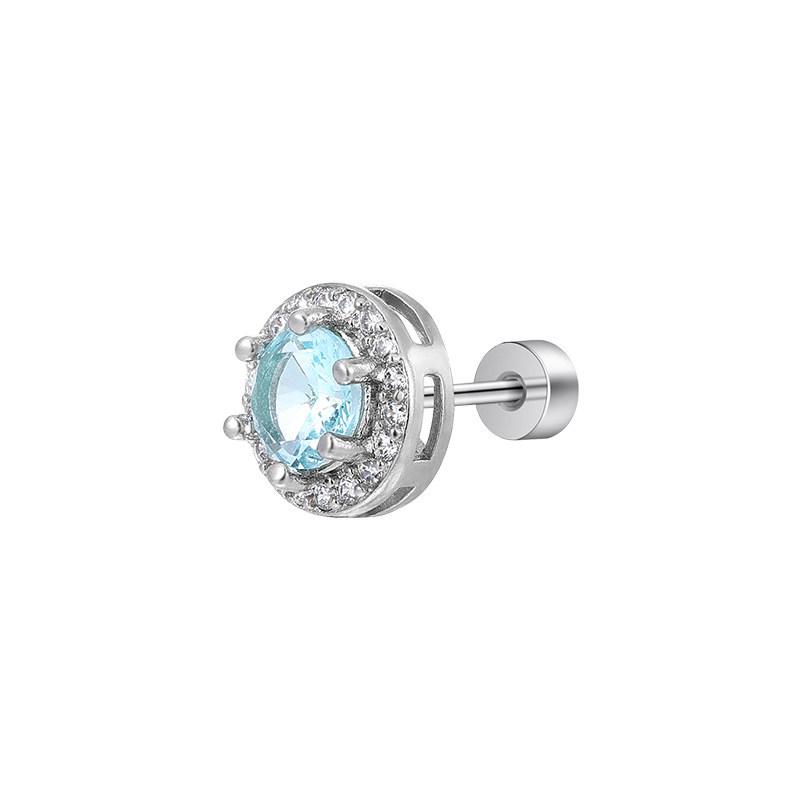 Blue Zircon Titanium Steel Stud Earrings for Women - Luxurious and Comfortable for Sleeping, Ear Bone Accents, Elegant Ear Accessories.