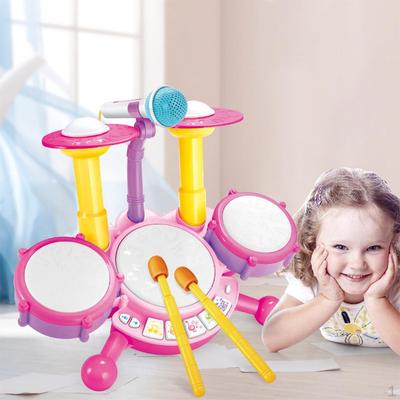 Baby Musical Toys, Toddler Drum Set, Toys Set with Microphone & Lights, Learning for