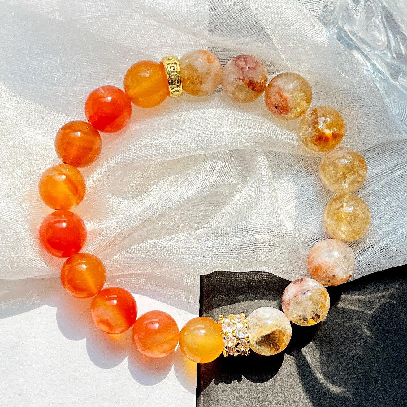 10Mm Natural Ice Transparent High Quality Chalcedony Agate Citrine Bracelet Bracelet