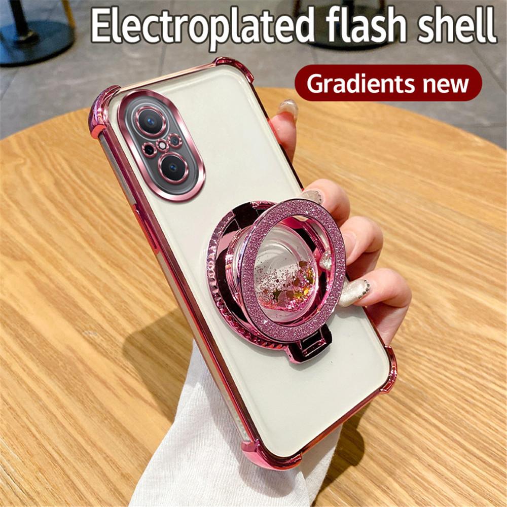 Magnetic Quicksand Bracket Phone Case For Huawei Nova 10 Pro 12 11 10 7 9 8 Pro SE Gradient Glitter Stand Shockproof Soft Cover