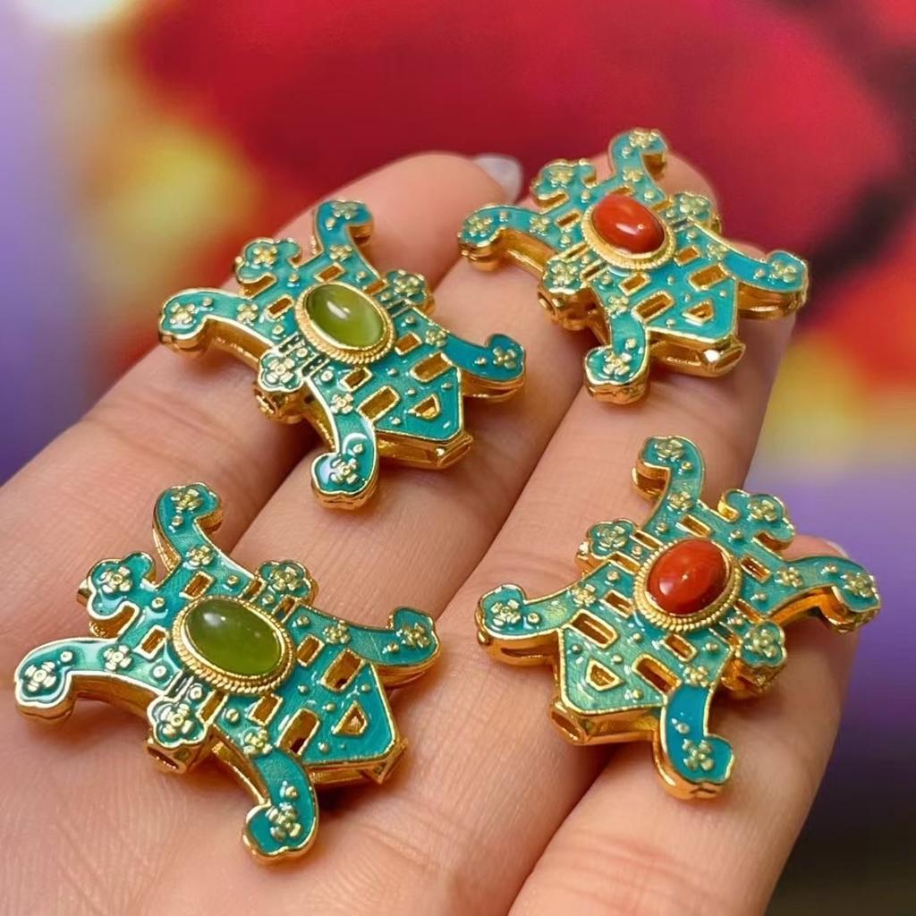 1Pc, Natural Red Agate Green Fluorite Pendant, Boho Handmade Turtle Charms for Jewelry Making DIY Necklace Accessories, Unisex Fun Gifts 19×22mm