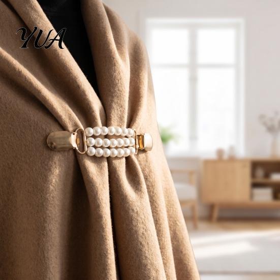 Stylish Clothing Fastener Vintage Sweater Clips for Women Girls, Retro Faux Pearl/Floral Cardigan Clips, Elegant Collar No Sew Waist Adjuster